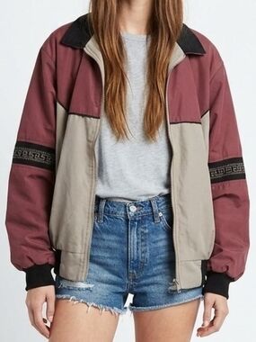 Vintage 90's Embroidered Southwestern Zip-Front Jacket in Burgundy/Ivory